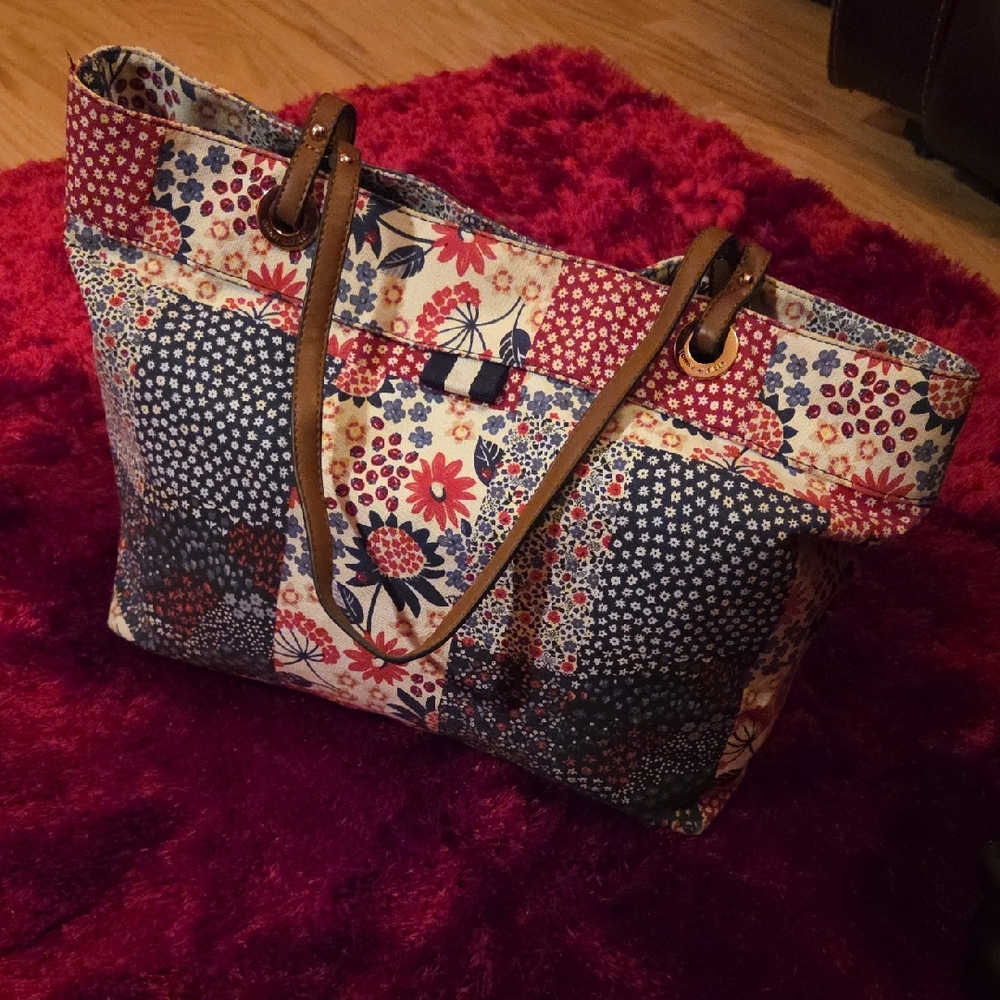 Tommy Hilfiger Red and Blue Floral Tote